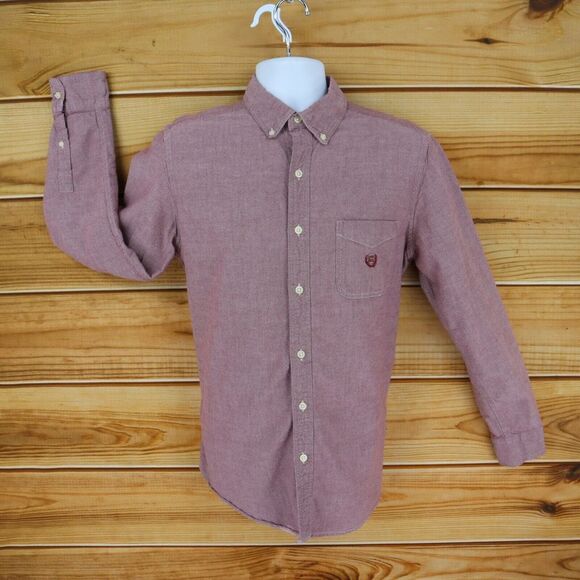 Chaps Shirt Button Down Collar‎ Mens Size M Maroon 100% Cotton Long Sleeve - Picture 1 of 6